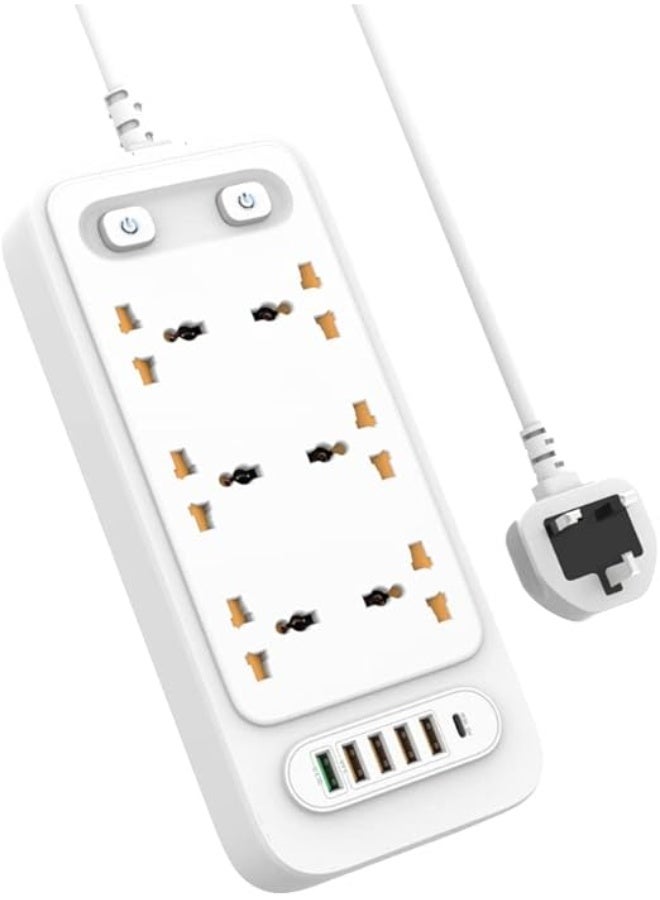 CREATMOR Power Extension 20W PD Typc C Port,3 Meters Extension Cord with 6 Universal 10AC/3000W Outlet and 5 USB Ports for Home,Office,Travel,Computer Desktop  Charging Power Strip - Image 1
